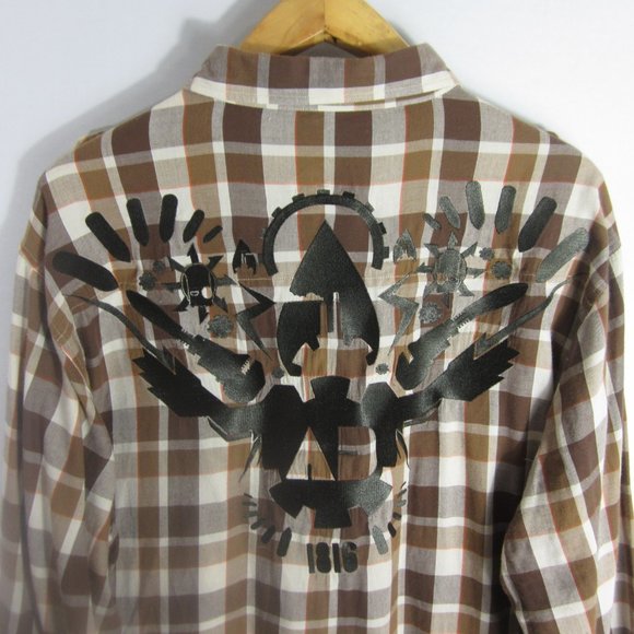 New Artful Dodger Mens 4XL Brown Plaid 100% Cotton LS Button Front Shirt - Picture 14 of 14